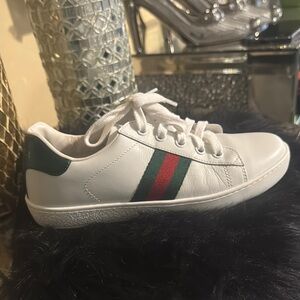 Kids White and Green Sneakers